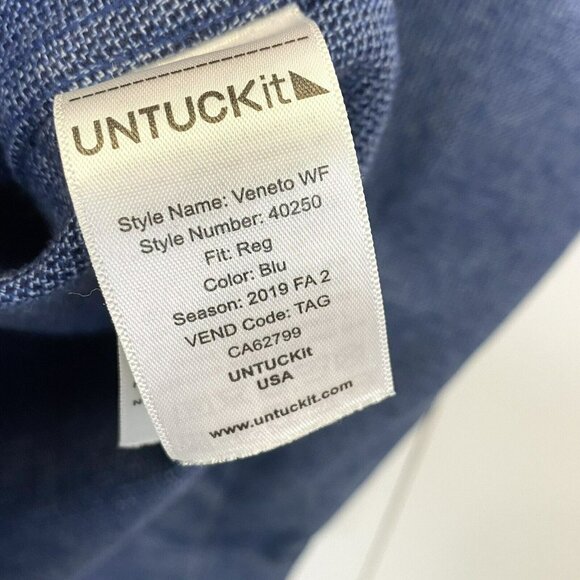 Untuckit Shirt Mens Large Veneto Blue Button Up Wrinkle Free Long Sleeve 40250 - Picture 3 of 4